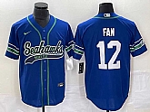 Men's Seattle Seahawks #12 Fan Blue Blue With Patch Cool Base Stitched Baseball Jersey,baseball caps,new era cap wholesale,wholesale hats